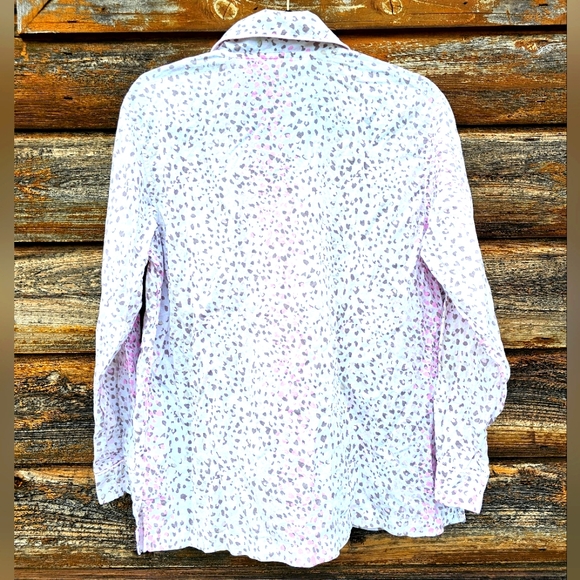 Victoria's Secret Pajama Button Up Top Leopard Cheetah Print Ivory Pink & Beige - Picture 3 of 11